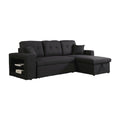 Canapé d'angle en tissu noir avec rangement intégré - 未能提供尺寸信息。